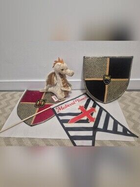 Medieval Times Kids Shield Set with Douglas Elgar Copper Dragon plush NWT